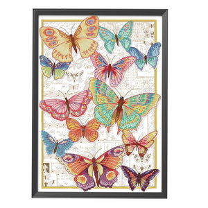 Cross Stitch Embroidery 14CT Stamped Handwork  D968 Color Butterfly Fly