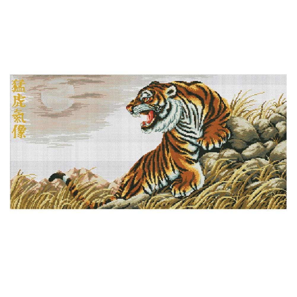 DIY Cross Stitch 11CT Stamped Needlework Kits Cotton Thread  72 Tiger