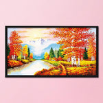 Stamped Cross Stitch Autumn Scenery 14CT Embroidery DIY Set  F014 Lake