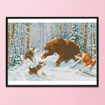 DIY 14CT Stamped Kit Needlework Cross Stitch Artwork  D316 Snow Wolf Bear