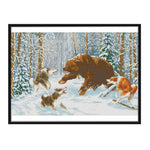 DIY 14CT Stamped Kit Needlework Cross Stitch Artwork  D316 Snow Wolf Bear