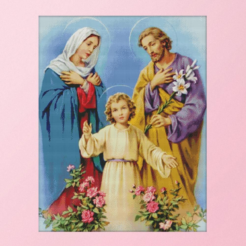 Holy Family DIY Print Needlework 14CT Stamp Cross Stitch Kit Craft  R580