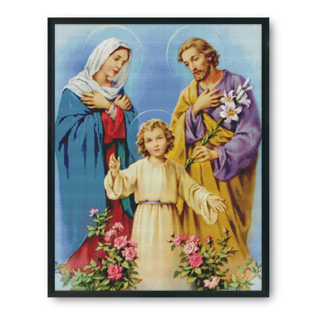 Holy Family DIY Print Needlework 14CT Stamp Cross Stitch Kit Craft  R580