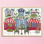 Street Scenery DIY Cross Stitch 14CT Stamped Landscape  F731 25x17cm