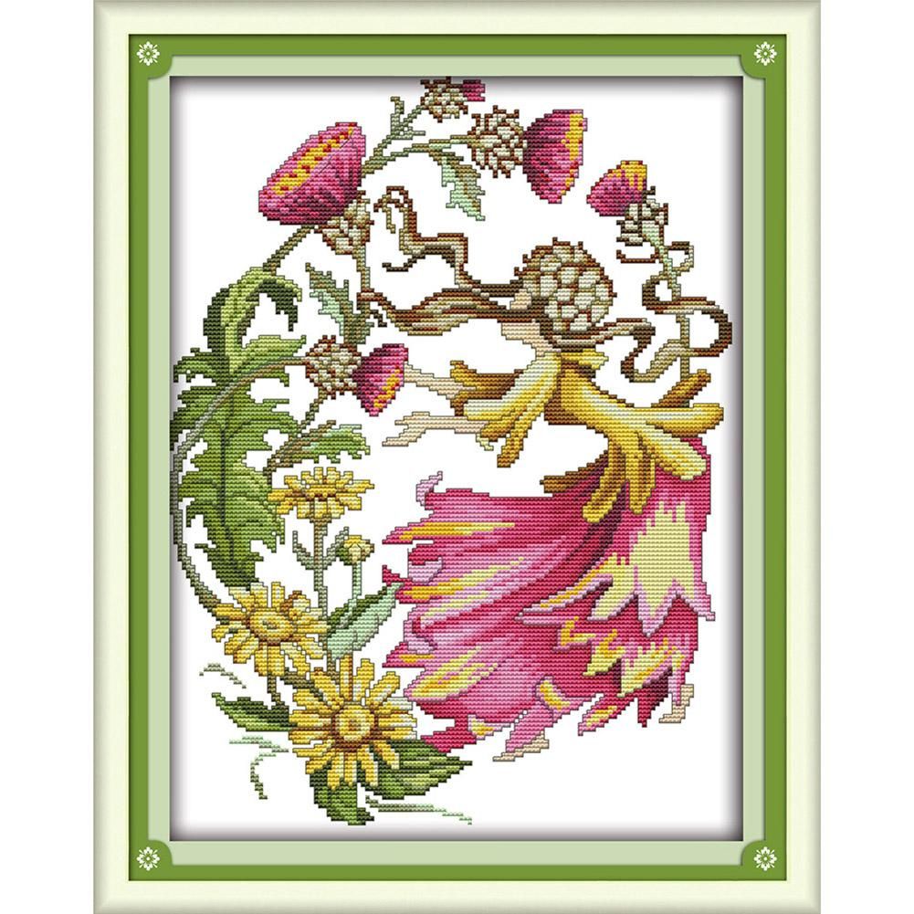 October Flower Fairy DIY 14CT Stamped Cross Stitch Kits Embroidery  C530