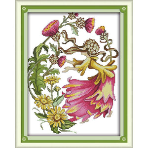 October Flower Fairy DIY 14CT Stamped Cross Stitch Kits Embroidery  C530