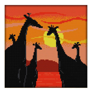 Sunset Giraffe DIY Canvas Painting Handmade Cross Stitch Needlework (D611)