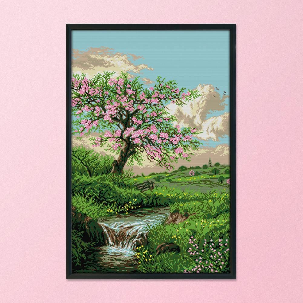 14CT Stamped DIY Cross Stitch Kits Needlework Gift  F756 Peach Blossom