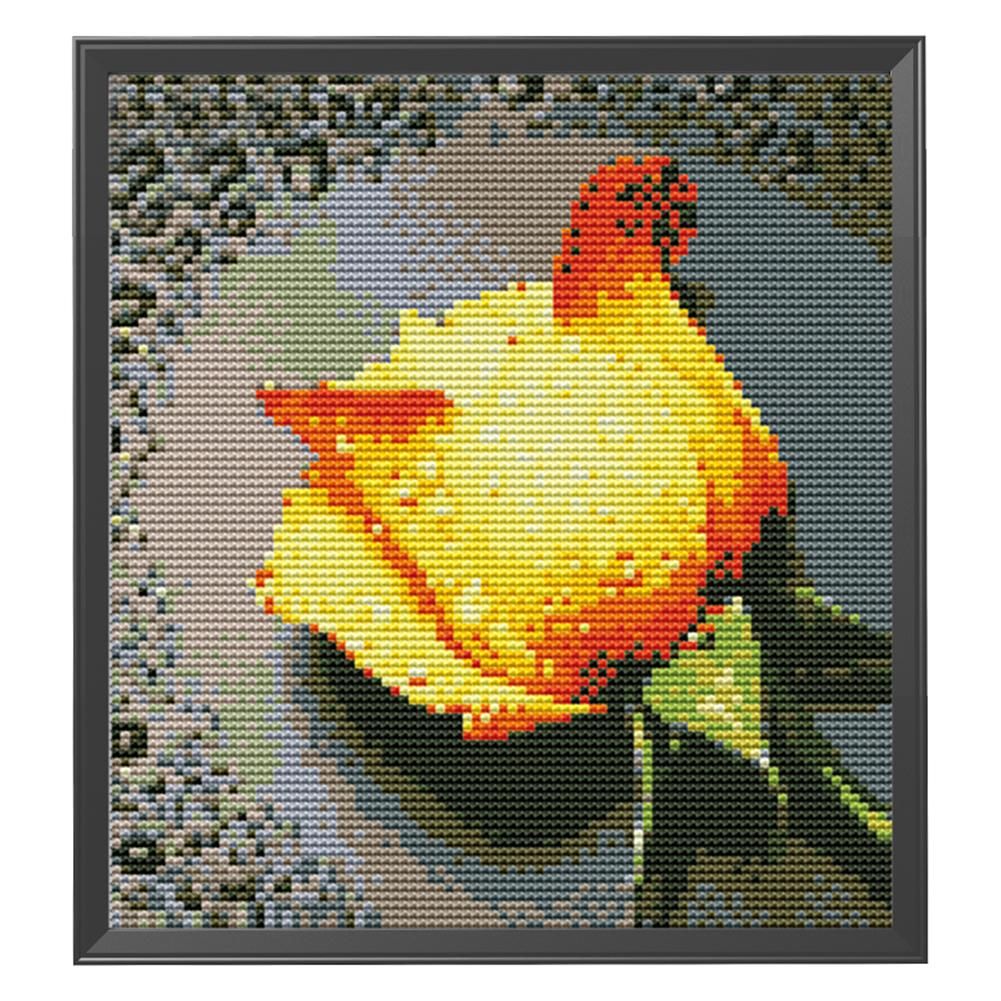 DIY Cross Stitch 11CT Stamped Needlework Cotton Thread  585 Yellow Rose