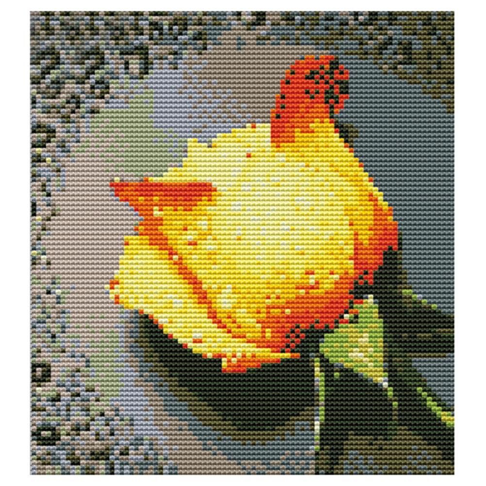 DIY Cross Stitch 11CT Stamped Needlework Cotton Thread  585 Yellow Rose