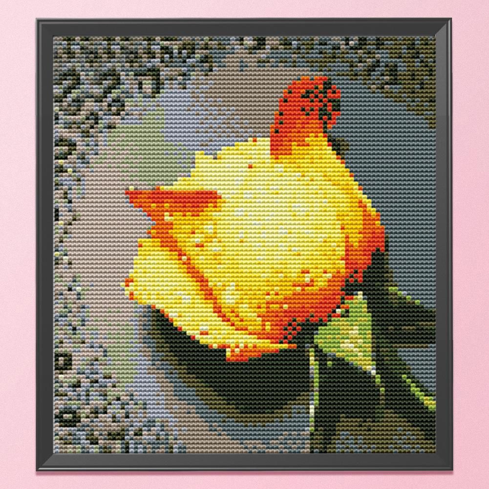 DIY Cross Stitch 11CT Stamped Needlework Cotton Thread  585 Yellow Rose