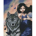 DIY 14CT Stamped Kit Needlework Cross Stitch Artwork  D311 Wolf and Girl