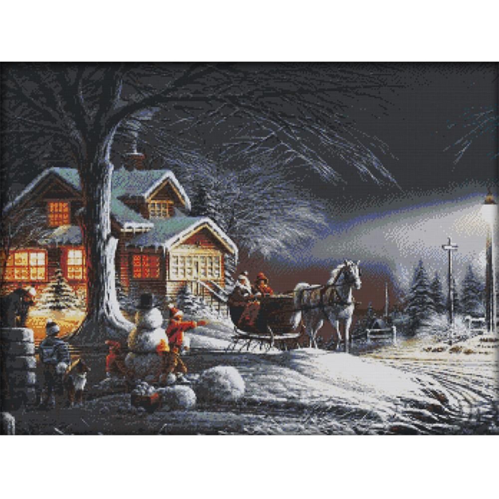 Winter Ecological Cotton Painting 14CT Cross Stitch Needlework Set (F519)