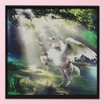 Stamped Cross Stitch Horse 14CT Embroidery  Forest White Winged Horse D452