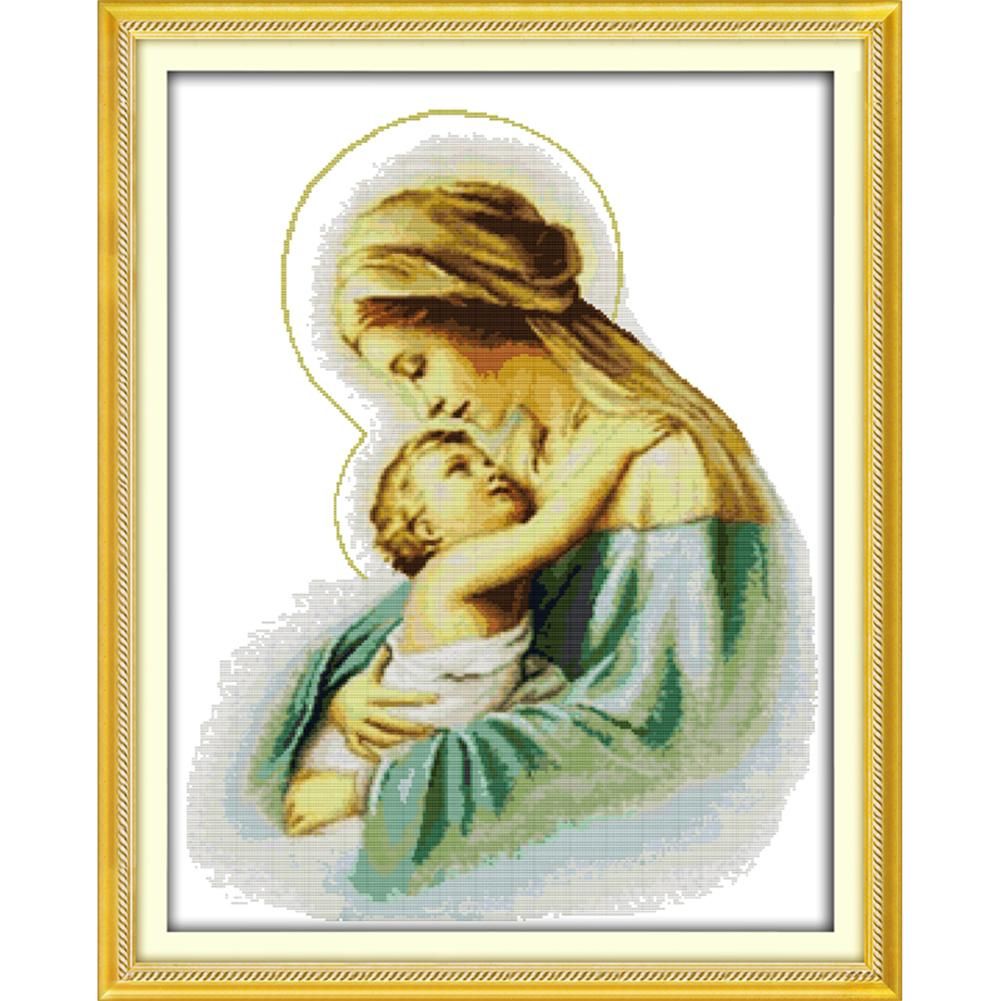 14CT Stamped Virgin and Child DIY Cross Stitch Canvas Needlework  R266 3