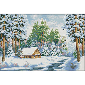 Snow Wrapped Handmade Cross Stitch DIY Ecological Cotton 14TC Canvas (F681)