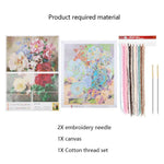 Colorful Flowers Cotton Thread Cross Stitch DIY Needlework Embroidery Kits