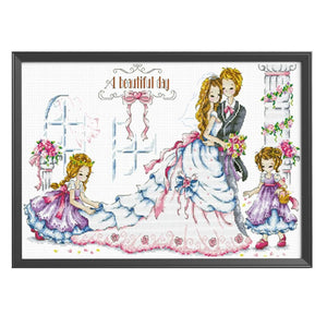 Wedding Day Cross Stitch 11CT Stamped Printed Canvas DIY Embroidery  0023