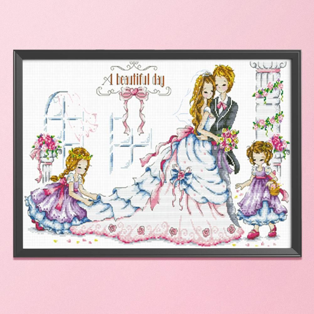 Wedding Day Cross Stitch 11CT Stamped Printed Canvas DIY Embroidery  0023