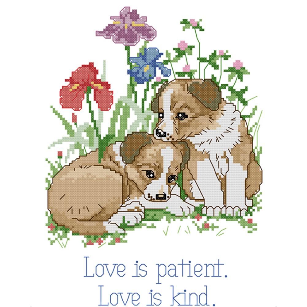 Two Dogs DIY Cross Stitch Kit 14CT Stamped Embroidery Home Decor  D236