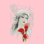 Stamped Cross Stitch Woman 14CT Embroidery DIY Set  Woman Red Calla RA241