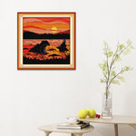 Sunset Hippo Canvas Painting Handmade Cross Stitch Needlework Set (D609)