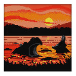 Sunset Hippo Canvas Painting Handmade Cross Stitch Needlework Set (D609)