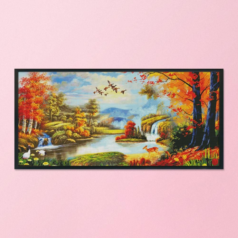 14CT Stamped DIY Cross Stitch Kit Embroidery Needlework  F465 Landscape 4