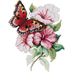 (28*35cm)14ct Stamped Cross Stitch - Butterfly Flower