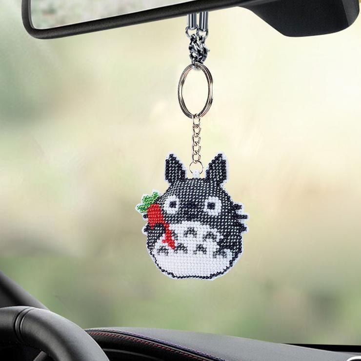 Bead Embroidery Keychain - Chinchilla