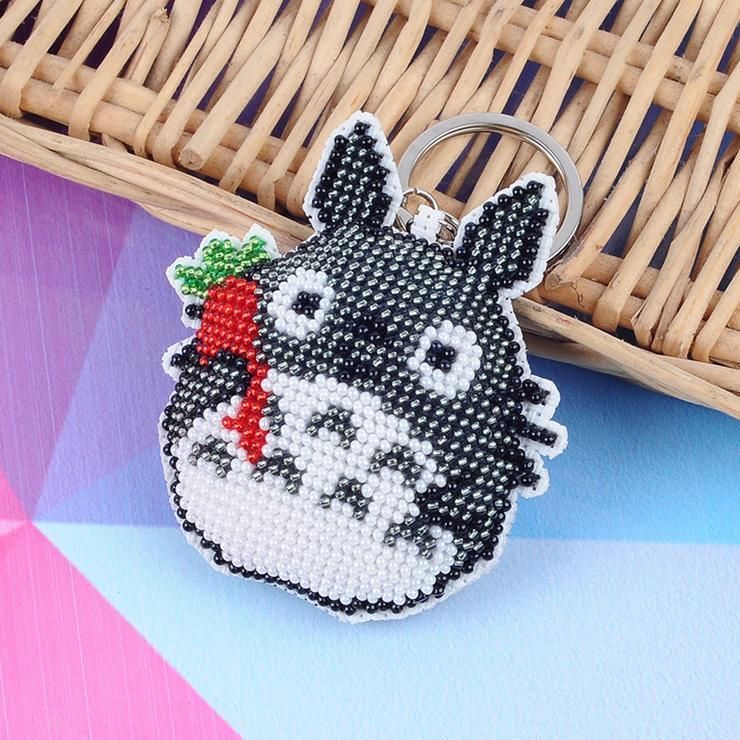 Bead Embroidery Keychain - Chinchilla