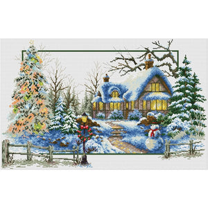 Country House Scenery 3 Strand 11CT Stamped Cross Stitch Kit  Winter 0150