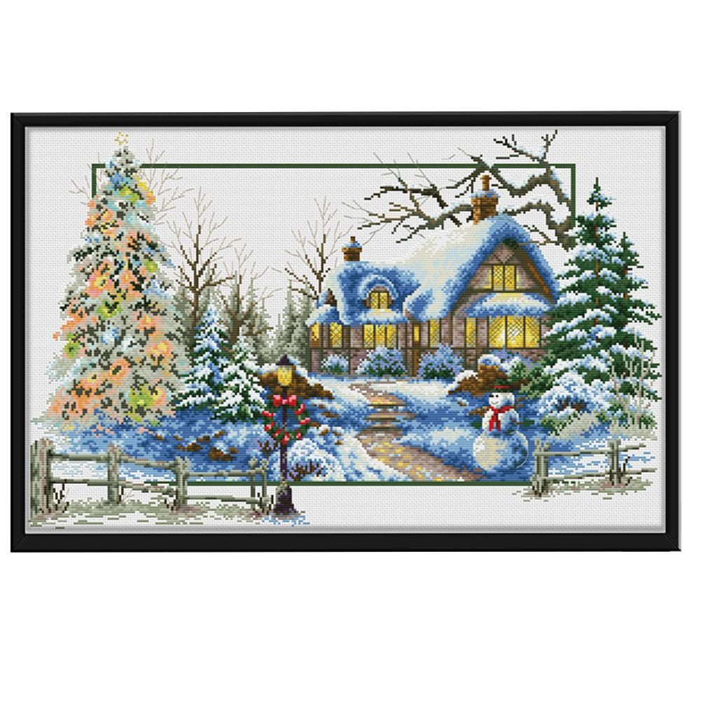 Country House Scenery 3 Strand 11CT Stamped Cross Stitch Kit  Winter 0150