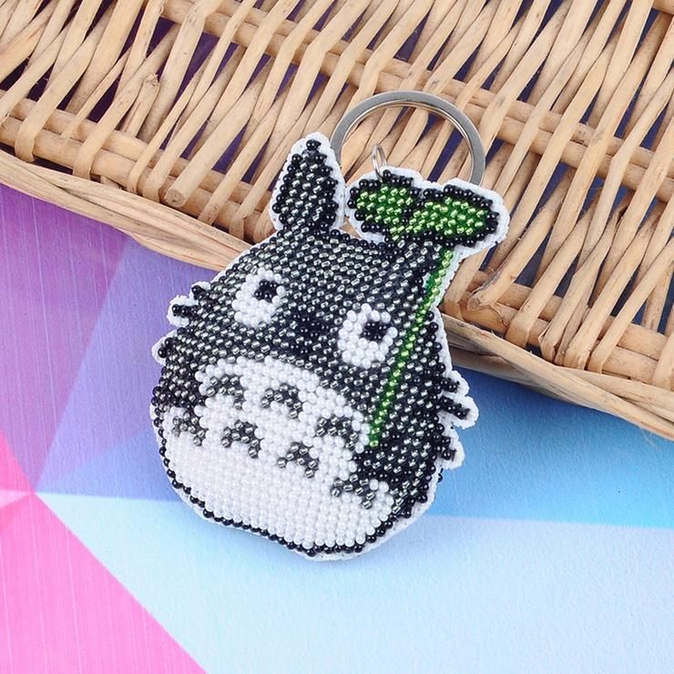 Bead Embroidery Keychain - Chinchilla