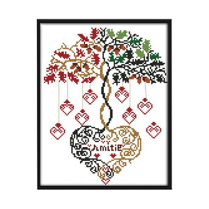 Cross Stitch Embroidery 14CT Stamped Needlework  31x26cm Concentric Tree