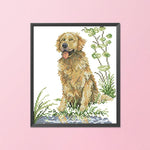 DIY Hound near Pool Needlework Kit 14CT Stamp Canvas Cross Stitch  D535