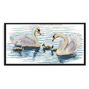 Swan 1 Cross Stitch Embroidery DIY Needlework 14CT Stamp Wall Arts  D141