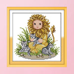 14CT Stamped Cotton Thread Canvas DIY Canvas Needlework Kit  D415 Lion