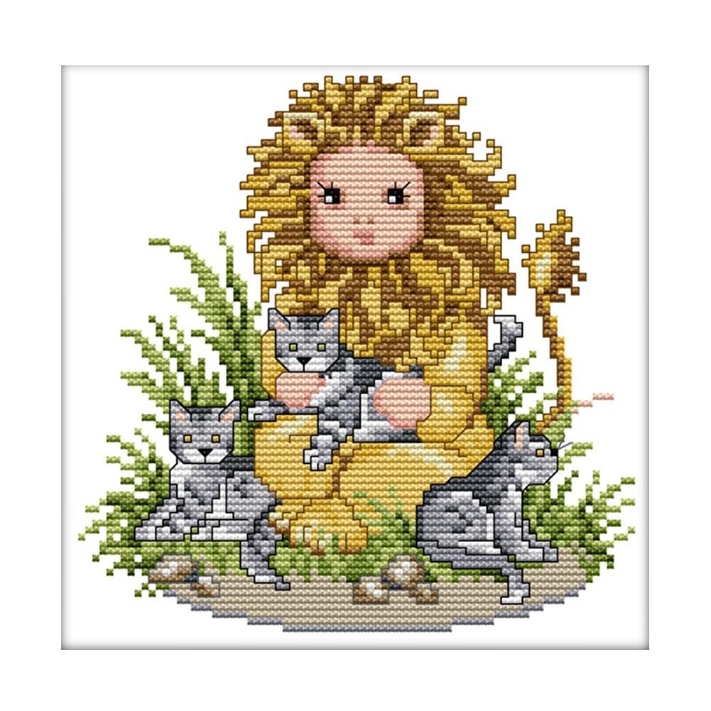 14CT Stamped Cotton Thread Canvas DIY Canvas Needlework Kit  D415 Lion