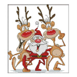 14CT Stamped DIY Santa Claus Reindeer Cross Stitch Kits 28X26cm  C317