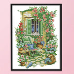 14CT Stamped Needlework DIY Garden Art Cross Stitch Kits 27 X 36cm  F476