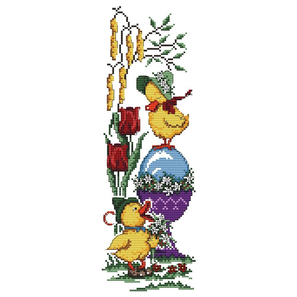 Eggs and Duck 14CT Stamped Print Cross Stitch Kit Embroidery Canvas  KB004