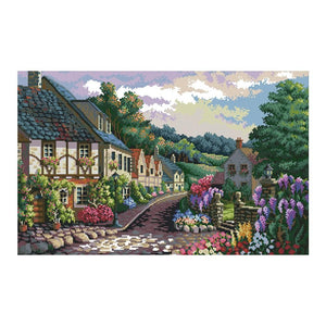 Home Cross Stitch 14CT Stamped Canvas Embroidery Kits  F534 Landscape