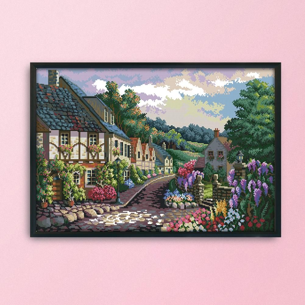 Home Cross Stitch 14CT Stamped Canvas Embroidery Kits  F534 Landscape