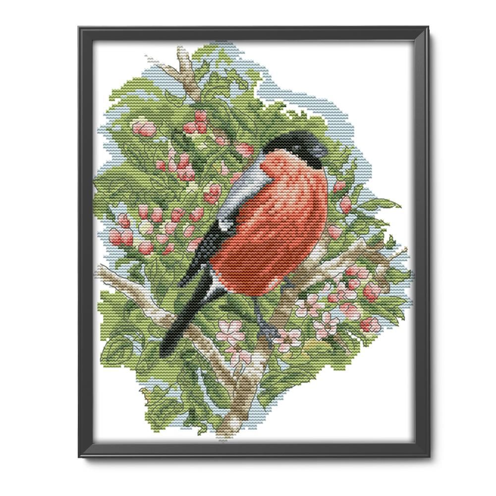 14CT Stamped Cross Stitch Needlework Kits Cotton Thread  D513 Bullfinch 2