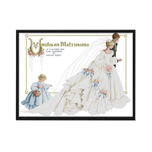 Cartoon 14CT Stamped Cross Stitch Kits Needlework Embroidery  4 Wedding