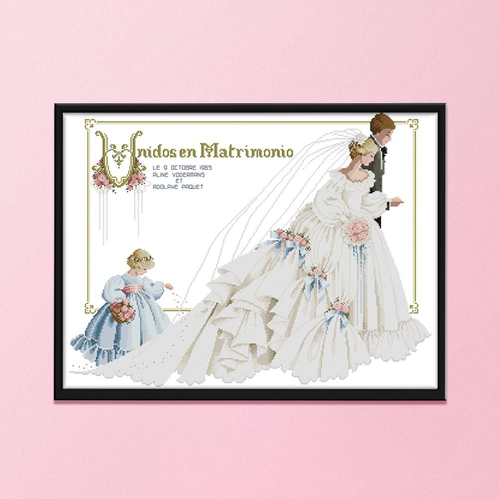 Cartoon 14CT Stamped Cross Stitch Kits Needlework Embroidery  4 Wedding