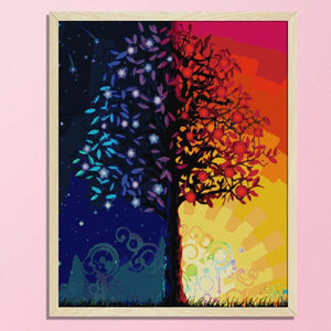 14CT Stamped Cross Stitch DIY Needlework Crafts  F485 Colorful Life Tree