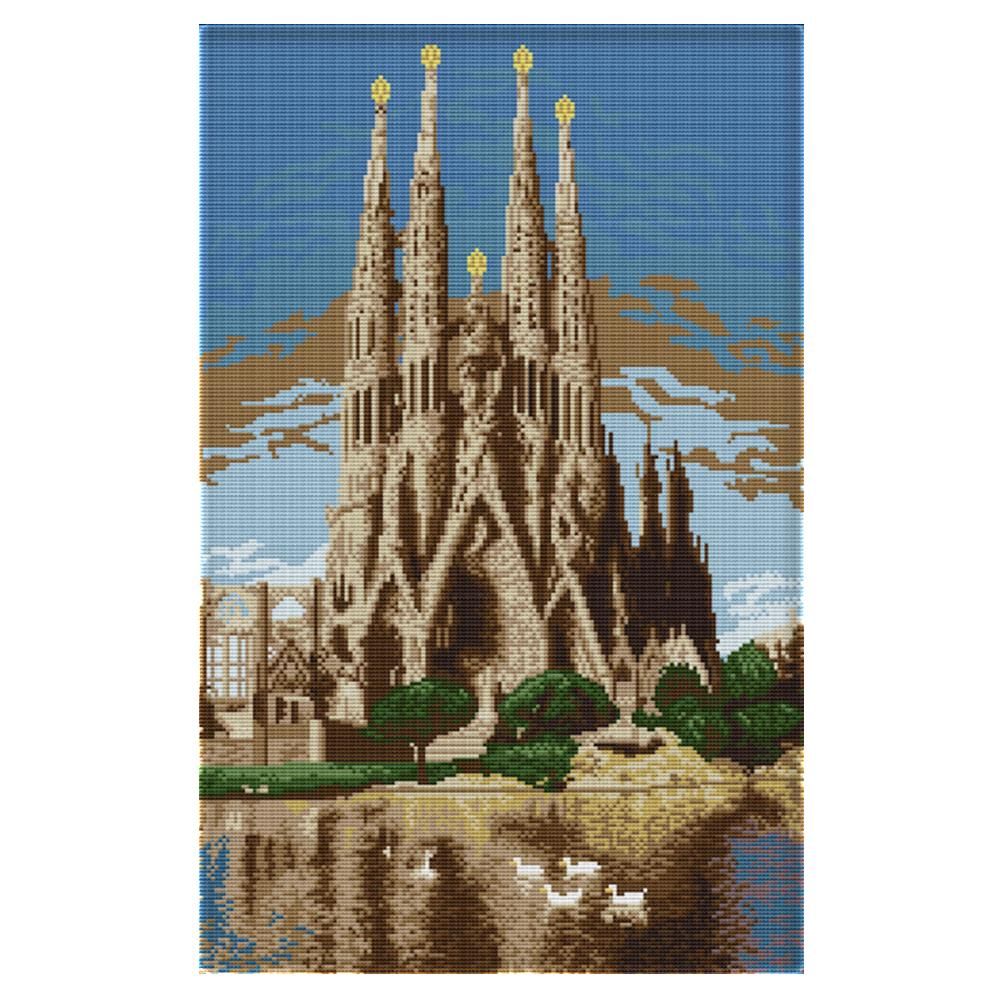 14CT Stamped Cross Stitch DIY Needlework Fabric  F165 Castle in the Sea