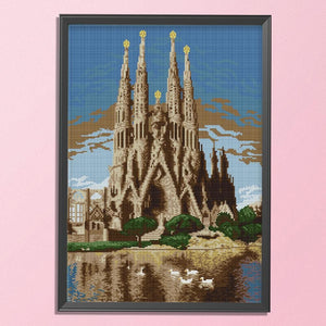 14CT Stamped Cross Stitch DIY Needlework Fabric  F165 Castle in the Sea